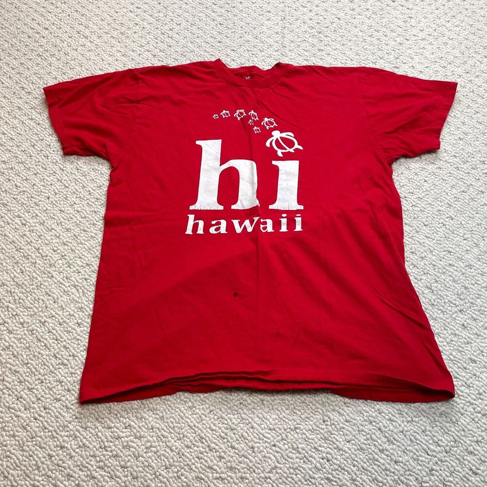 Alstyle Ultimate Shirt Adult Large Red HI Hawaii Logo Cotton Short Sleeve Crew